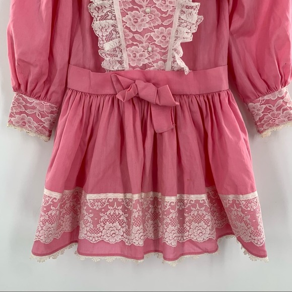 Vintage Mini World Girls Dress Size 6 Pink Ruffle Long Sleeves Party Full Circle - Picture 2 of 15